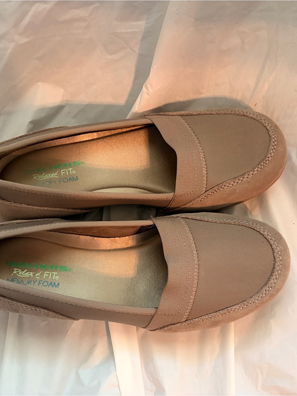 Skechers Memory Foam Women's Slip-On Loafers - Taupe - Picture 3 of 4